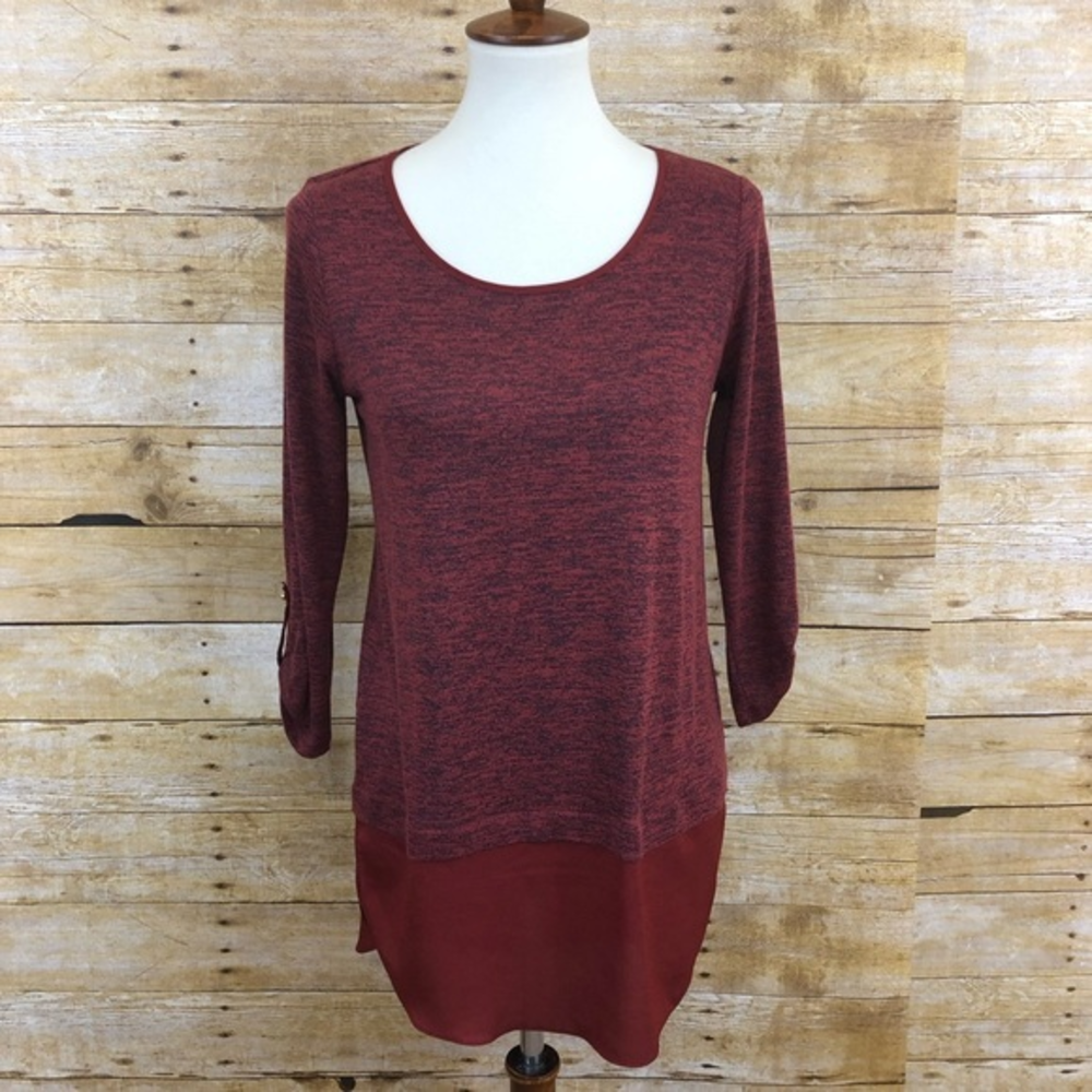 The Limited Tunic Blouse‎ Top Shirt Long Sleeve Dressy Casual Work Rust Red Sz S